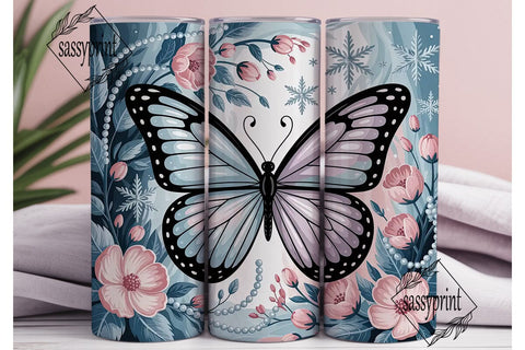 Winter Fairy Wings 20oz Tumbler Wrap Sublimation sassyprint 