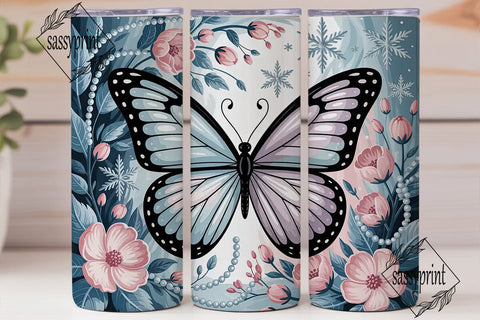 Winter Fairy Wings 20oz Tumbler Wrap Sublimation sassyprint 