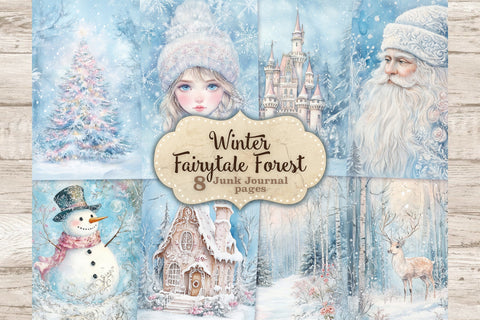 Winter Fairytale Junk Journal Pages | Digital Collage Sheet SVG GlamArtZhanna 
