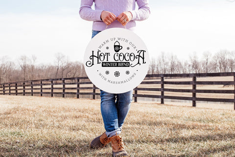 Winter Farmhouse Round Sign SVG Design SVG CraftLabSVG 