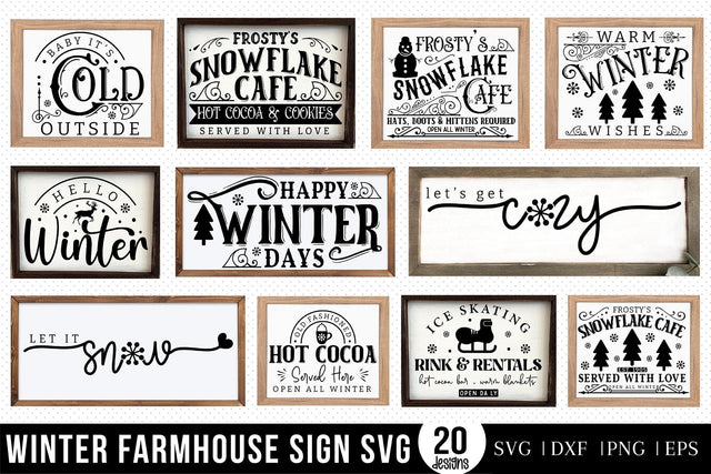 Winter Farmhouse Sign SVG Bundle SVG CraftLabSVG 