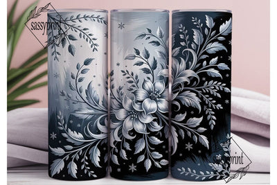 Winter Floral Arabesque 20oz Tumbler Sublimation sassyprint 