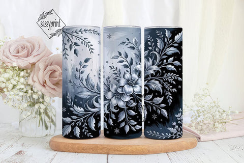 Winter Floral Arabesque 20oz Tumbler Sublimation sassyprint 