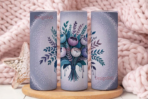 Winter Floral Bouquet 20oz Tumbler Sublimation DesignSVG 