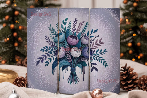 Winter Floral Bouquet 20oz Tumbler Sublimation DesignSVG 
