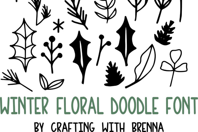 Winter Floral Doodle Dingbat Font Font Crafting With Brenna 