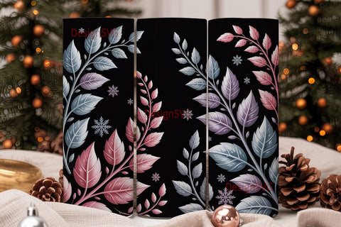 Winter Floral Frost 20oz Tumbler Wrap Sublimation DesignSVG 