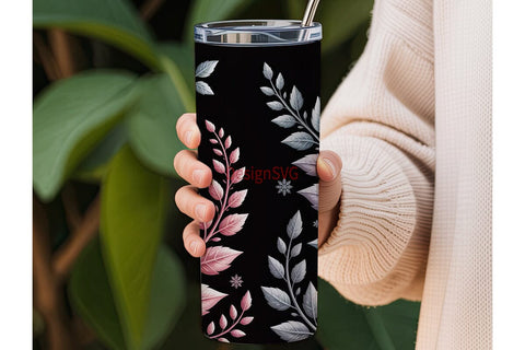 Winter Floral Frost 20oz Tumbler Wrap Sublimation DesignSVG 