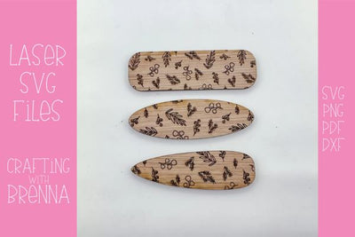 Winter Floral Hair Clip Laser SVG File SVG Crafting With Brenna 