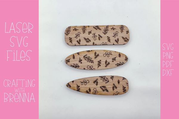 Winter Floral Hair Clip Laser SVG File SVG Crafting With Brenna 