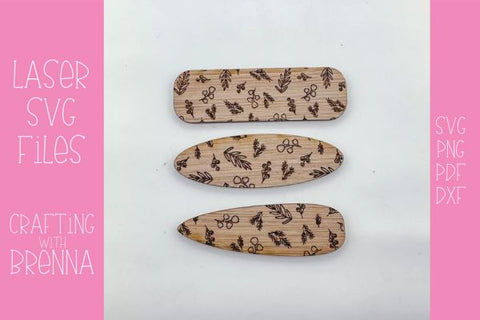 Winter Floral Hair Clip Laser SVG File SVG Crafting With Brenna 
