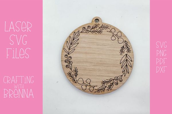 Winter Floral Wreath Ornament Laser SVG File SVG Crafting With Brenna 