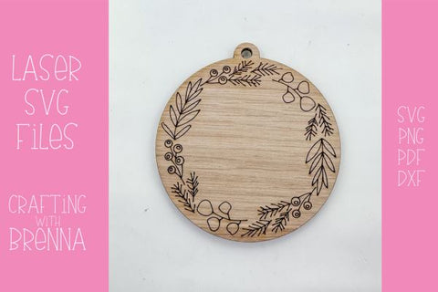 Winter Floral Wreath Ornament Laser SVG File SVG Crafting With Brenna 