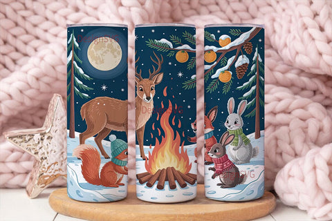 Winter Forest Animals 20oz Tumbler Wrap Sublimation DesignSVG 