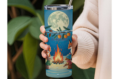 Winter Forest Animals 20oz Tumbler Wrap Sublimation DesignSVG 
