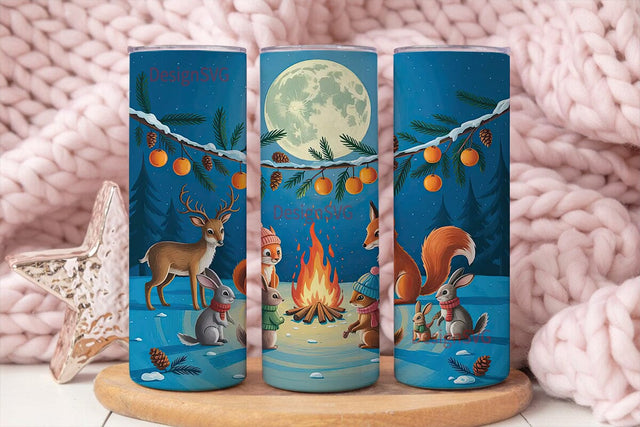 Winter Forest Animals 20oz Tumbler Wrap Sublimation DesignSVG 