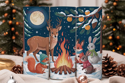 Winter Forest Animals 20oz Tumbler Wrap Sublimation DesignSVG 