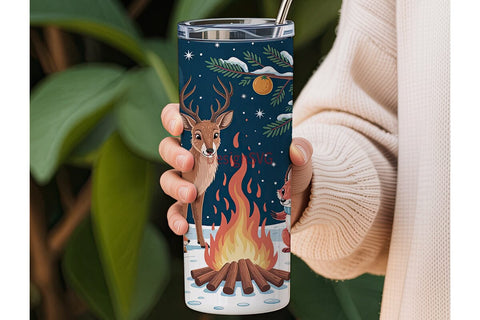 Winter Forest Animals 20oz Tumbler Wrap Sublimation DesignSVG 