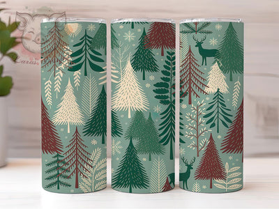 Winter Forest Deer Christmas Tumbler, Snowflake Christmas Tree Sublimation Design, Festive Woodland Art, 20oz Holiday Tumbler, Whimsical Deer Mug, Stylish Winter Cup, Cozy Forest Wrap Sublimation Lara' s Designs 