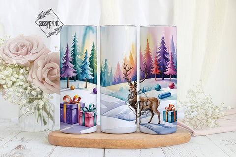 Winter Forest Deer Gifts 20oz Tumbler Sublimation sassyprint 