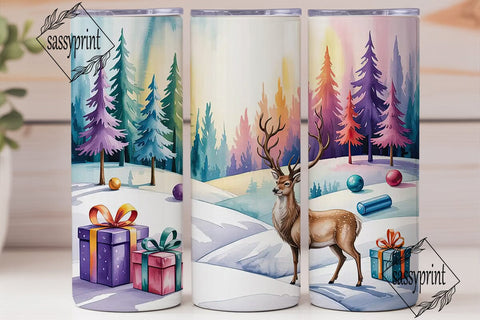 Winter Forest Deer Gifts 20oz Tumbler Sublimation sassyprint 