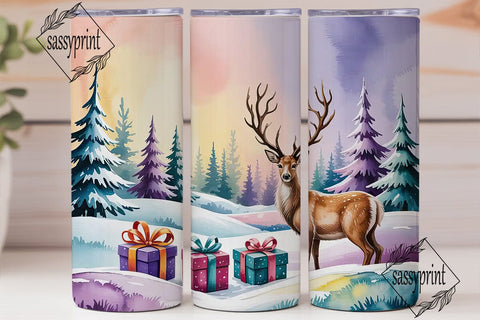 Winter Forest Deer Gifts 20oz Tumbler Sublimation sassyprint 