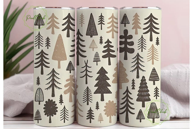 Winter Forest Trees 20oz Tumbler Wrap Sublimation PixelChick 