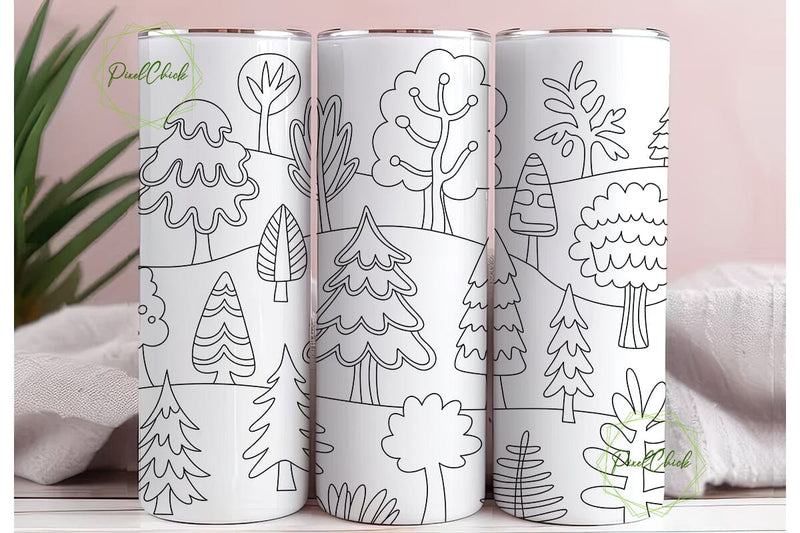 Winter Forest Trees 20oz Tumbler Wrap Sublimation PixelChick 