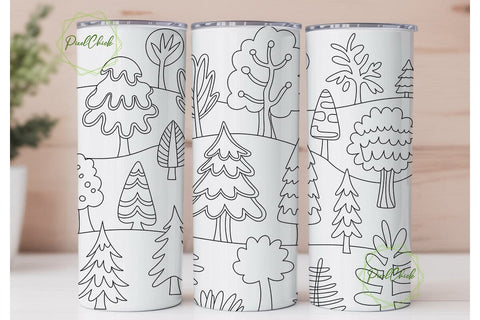 Winter Forest Trees 20oz Tumbler Wrap Sublimation PixelChick 