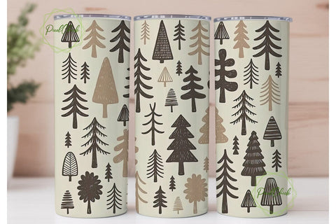 Winter Forest Trees 20oz Tumbler Wrap Sublimation PixelChick 