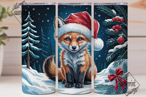 Winter Fox Cub Christmas 20oz Tumbler Sublimation sassyprint 