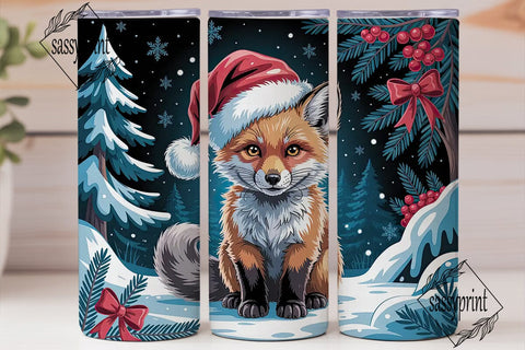 Winter Fox Cub Christmas 20oz Tumbler Sublimation sassyprint 