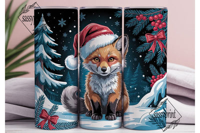 Winter Fox Cub Christmas 20oz Tumbler Sublimation sassyprint 