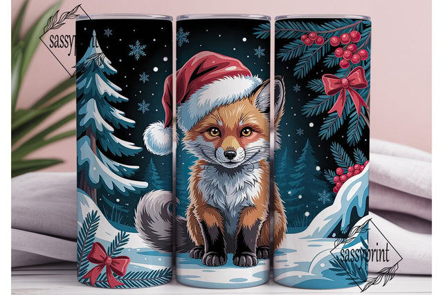 Winter Fox Cub Christmas 20oz Tumbler Sublimation sassyprint 