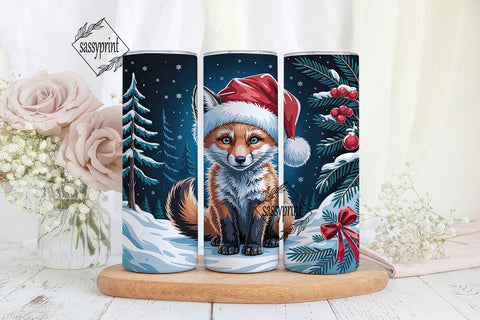 Winter Fox Cub Christmas 20oz Tumbler Sublimation sassyprint 