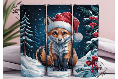 Winter Fox Cub Christmas 20oz Tumbler Sublimation sassyprint 