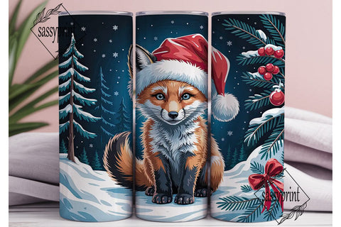 Winter Fox Cub Christmas 20oz Tumbler Sublimation sassyprint 