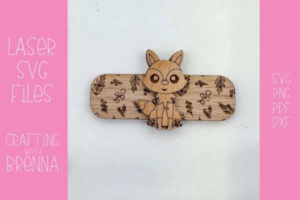 Winter Fox Hair Clip Laser SVG File SVG Crafting With Brenna 