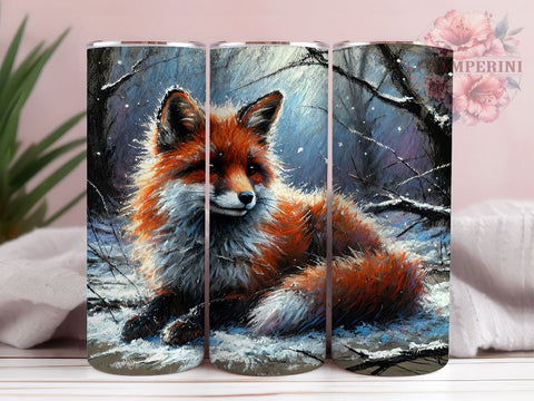 Winter Fox Wildlife 20oz Tumbler Wrap, Wildlife Design, 20oz Tumbler, Sublimation Wrap, Fox Gift, Winter Decor, Nature Lover Tumbler Sublimation Li Zamperini 