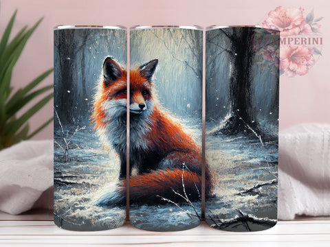 Winter Fox Wildlife 20oz Tumbler Wrap, Wildlife Design, 20oz Tumbler, Sublimation Wrap, Fox Gift, Winter Decor, Nature Lover Tumbler Sublimation Li Zamperini 