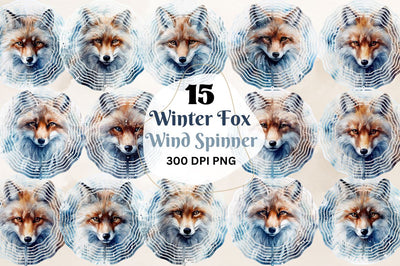 Winter Fox Wind Spinner Sublimation Designs Bundle Sublimation Regulrcrative 