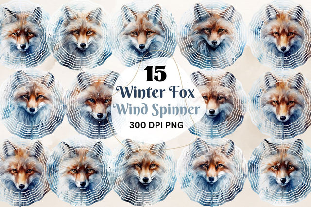 Winter Fox Wind Spinner Sublimation Designs Bundle Sublimation Regulrcrative 