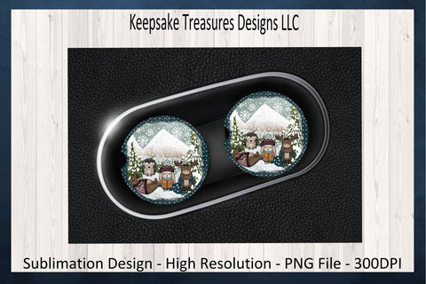 Winter Friends 20oz Straight Tumbler Wrap and Car Coaster Set, Sublimation PNG, Digital Download, PNG Printable Sublimation Keepsake Treasures Designs LLC. 