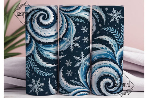 Winter Frost Snowflake 20oz Tumbler Wrap Sublimation sassyprint 