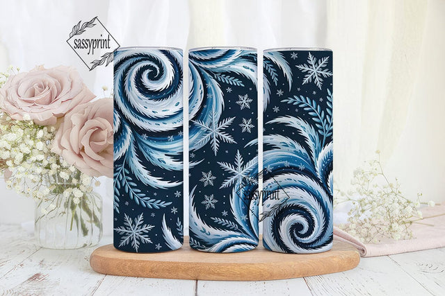 Winter Frost Snowflake 20oz Tumbler Wrap Sublimation sassyprint 