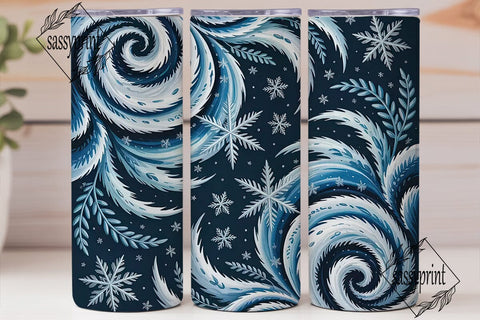 Winter Frost Snowflake 20oz Tumbler Wrap Sublimation sassyprint 