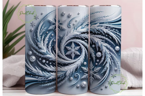 Winter Frost Swirl 20oz Tumbler Wrap Sublimation PixelChick 
