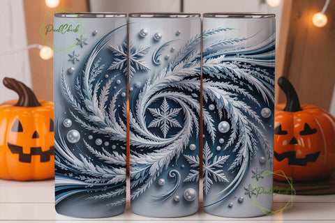Winter Frost Swirl 20oz Tumbler Wrap Sublimation PixelChick 