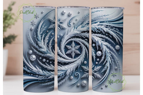 Winter Frost Swirl 20oz Tumbler Wrap Sublimation PixelChick 