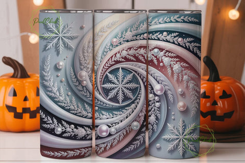 Winter Frost Swirl 20oz Tumbler Wrap Sublimation PixelChick 